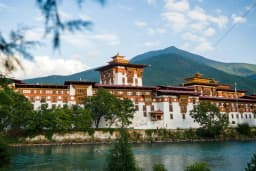 Paro Valley Bhutan – Rinpung Dzong and Paro Chhu River Viewed from the Trek Starting Point